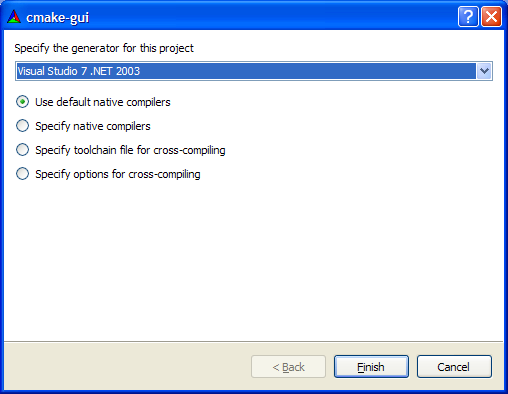 Initial CMake GUI for building ITK