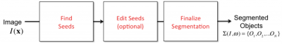 A seed based segmentation algorithm is organized in 3 steps. Seeds provide initialization of the segmentation algorithm. Inspecting and editing seeds can often improve segmentation results and reduce the human effort.
