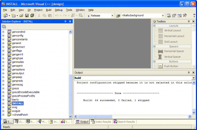 Screenshot of ccmake configuration of CableSwig